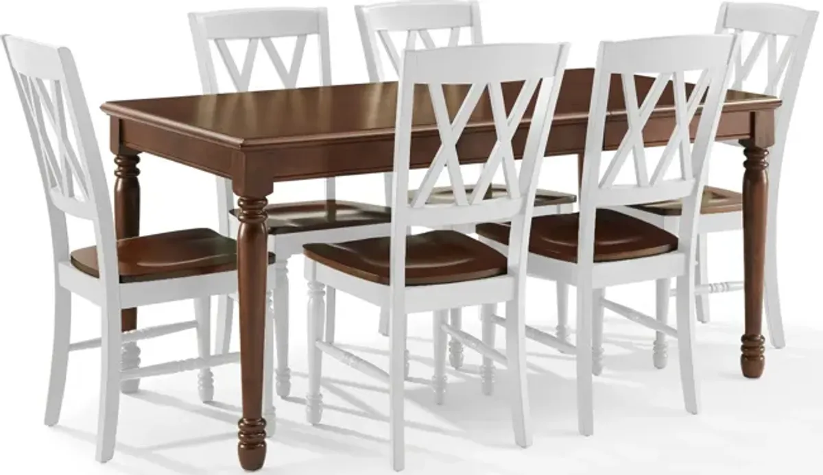 Gracie Dining Table and 6 Chairs - Brown/White