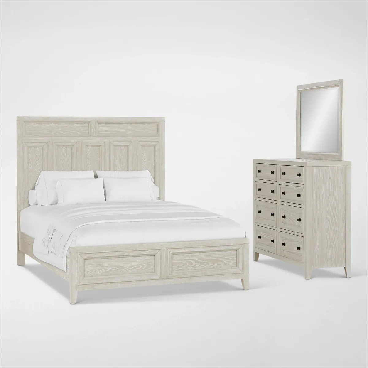 Rowan 5-Piece Queen Panel Bedroom Set with Dresser and Mirror - White