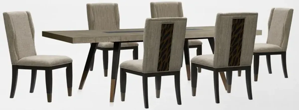 Olivia Rectangular Dining Table and 6 Chairs - Ebony