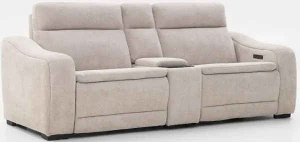 Majestic Dual-Power 3-Piece Reclining Loveseat with Console - Stone