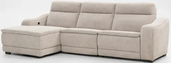 Majestic Dual-Power 3-Piece Reclining Sectional with Chaise - Stone