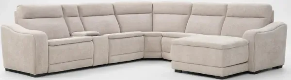 Majestic Dual-Power 6-Piece Reclining Sectional with Chaise and Console - Stone