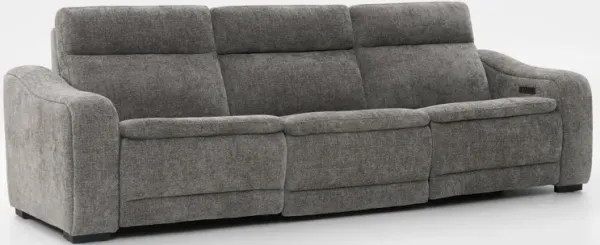 Majestic Dual-Power 3-Piece Reclining Sofa with Drop-Down Table - Charcoal