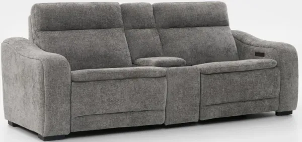 Majestic Dual-Power 3-Piece Reclining Loveseat with Console - Charcoal