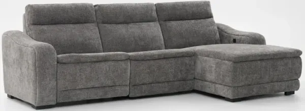 Majestic Dual-Power 3-Piece Reclining Sectional with Chaise - Charcoal