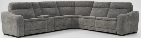 Majestic Dual-Power 6-Piece Reclining Sectional with Console - Charcoal