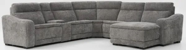 Majestic Dual-Power 6-Piece Reclining Sectional with Chaise and Console - Charcoal