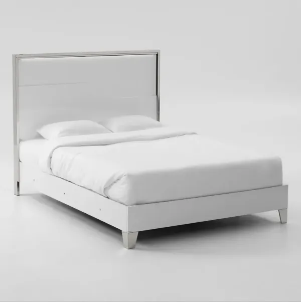 Selena Queen Panel Bed with LED Lights - White