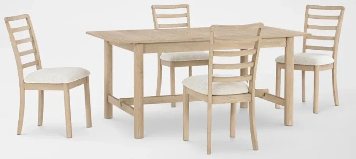 Landon Rectangular Dining Table and 4 Ladder-Back Side Chairs - Natural