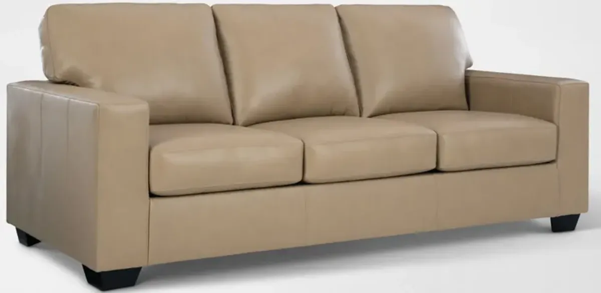 Broyhill Kintaro Leather Sofa - Putty