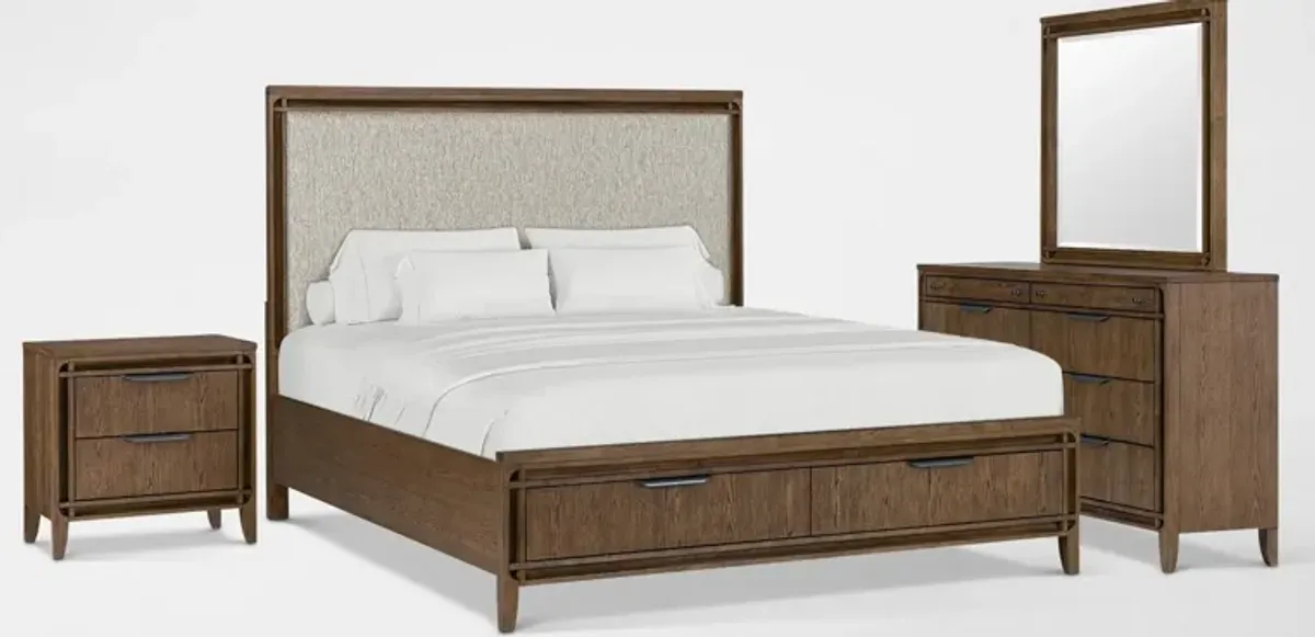 Carter 6-Piece Bedroom Set with Dresser, Mirror and 2-Drawer Nightstand - King