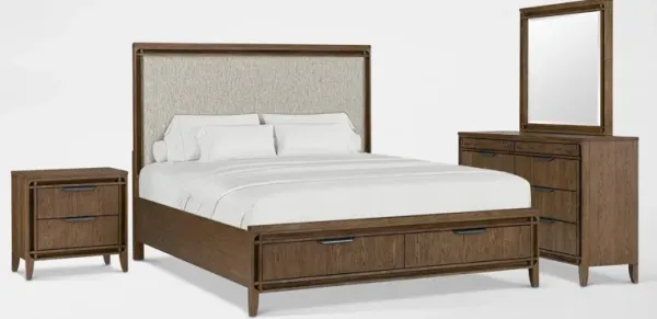 Carter 6-Piece Bedroom Set with Dresser, Mirror and 2-Drawer Nightstand - King