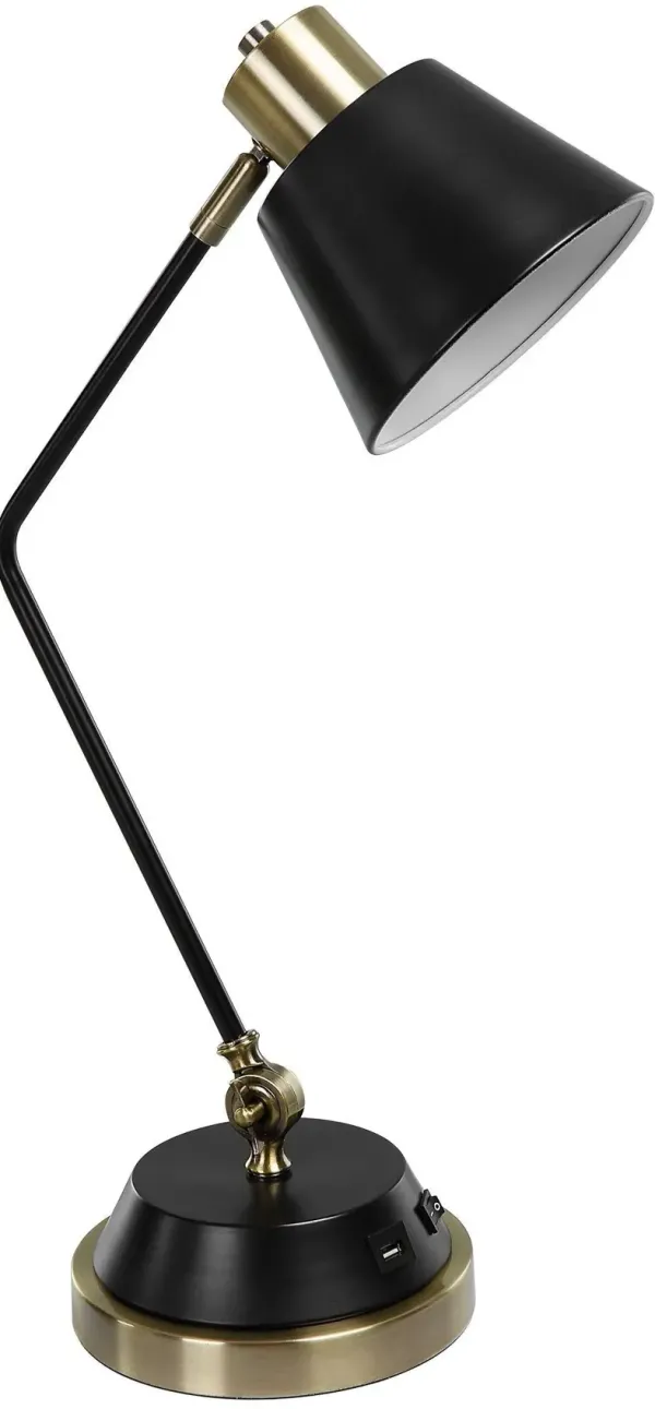 Chozen Desk Lamp - Antique Brass/Black