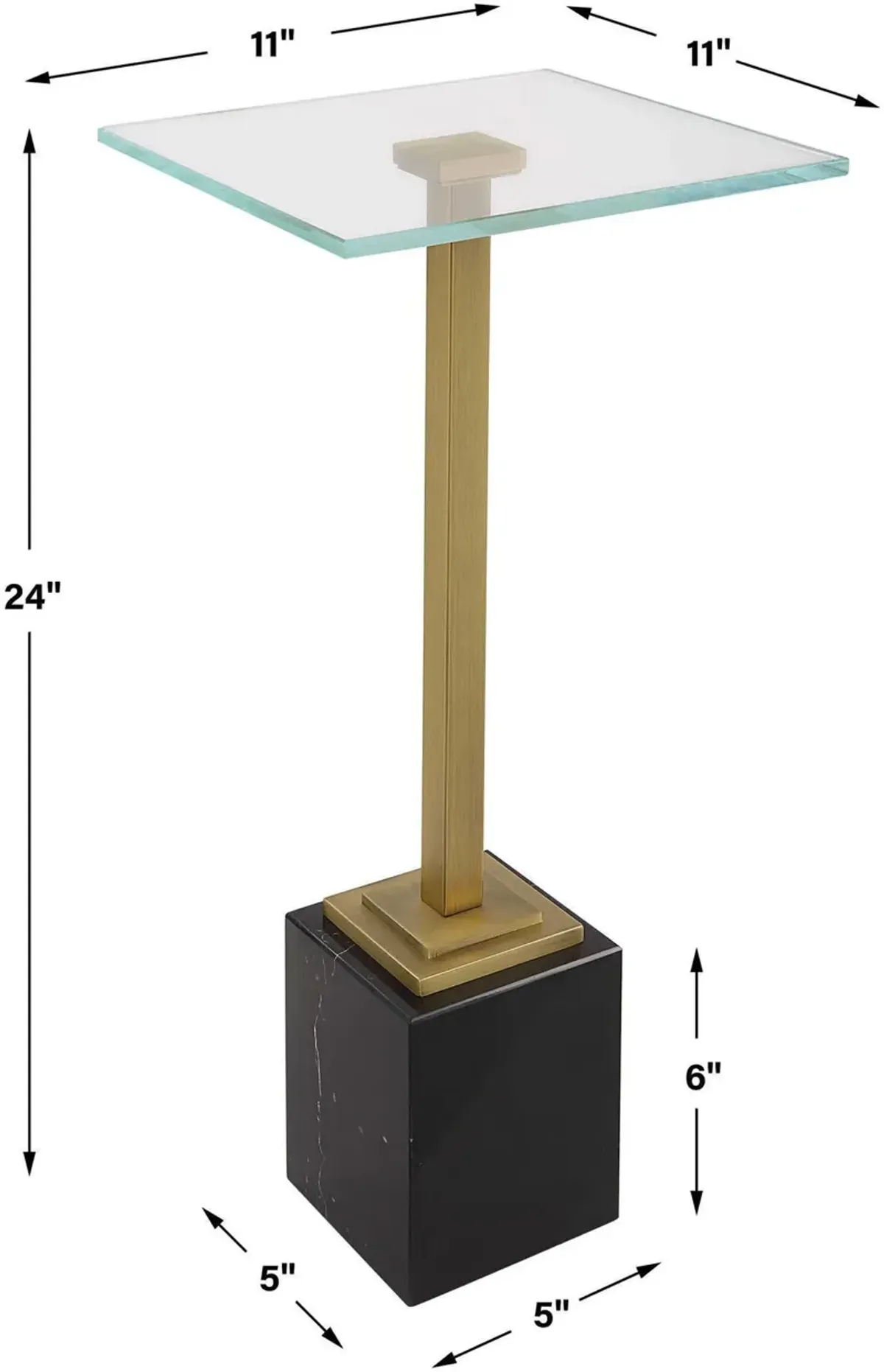Dangelo Drink Table - Brass/Black Marble