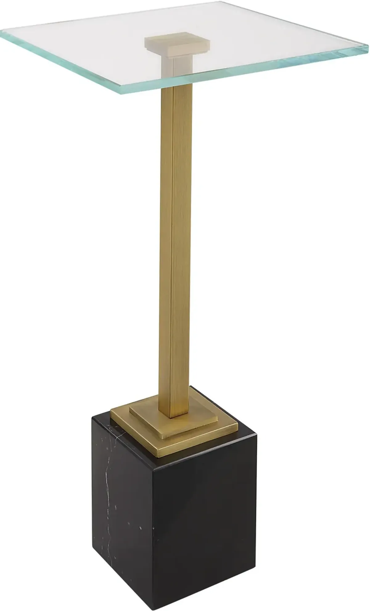 Dangelo Drink Table - Brass/Black Marble