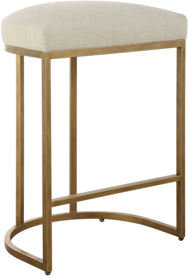 Neil Counter Stool - Antique Brass/Light Cream