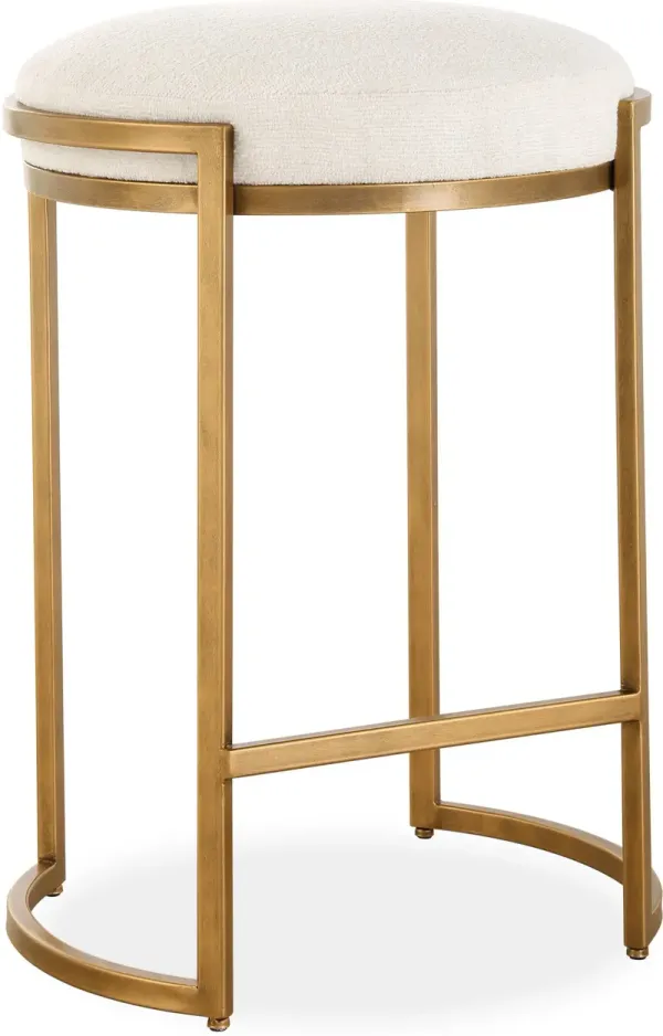 Braylon Counter Stool - Antique Brass/Light Cream