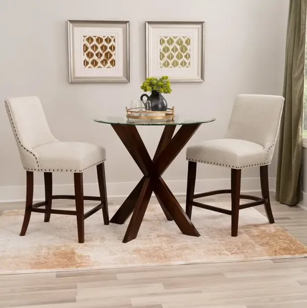 Whitaker Counter-Height Dining Table and 2 Upholstered Stools