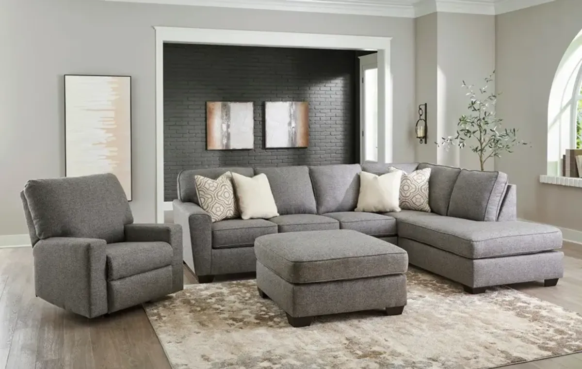 Broyhill Reydell Sectional and Recliner - Charcoal