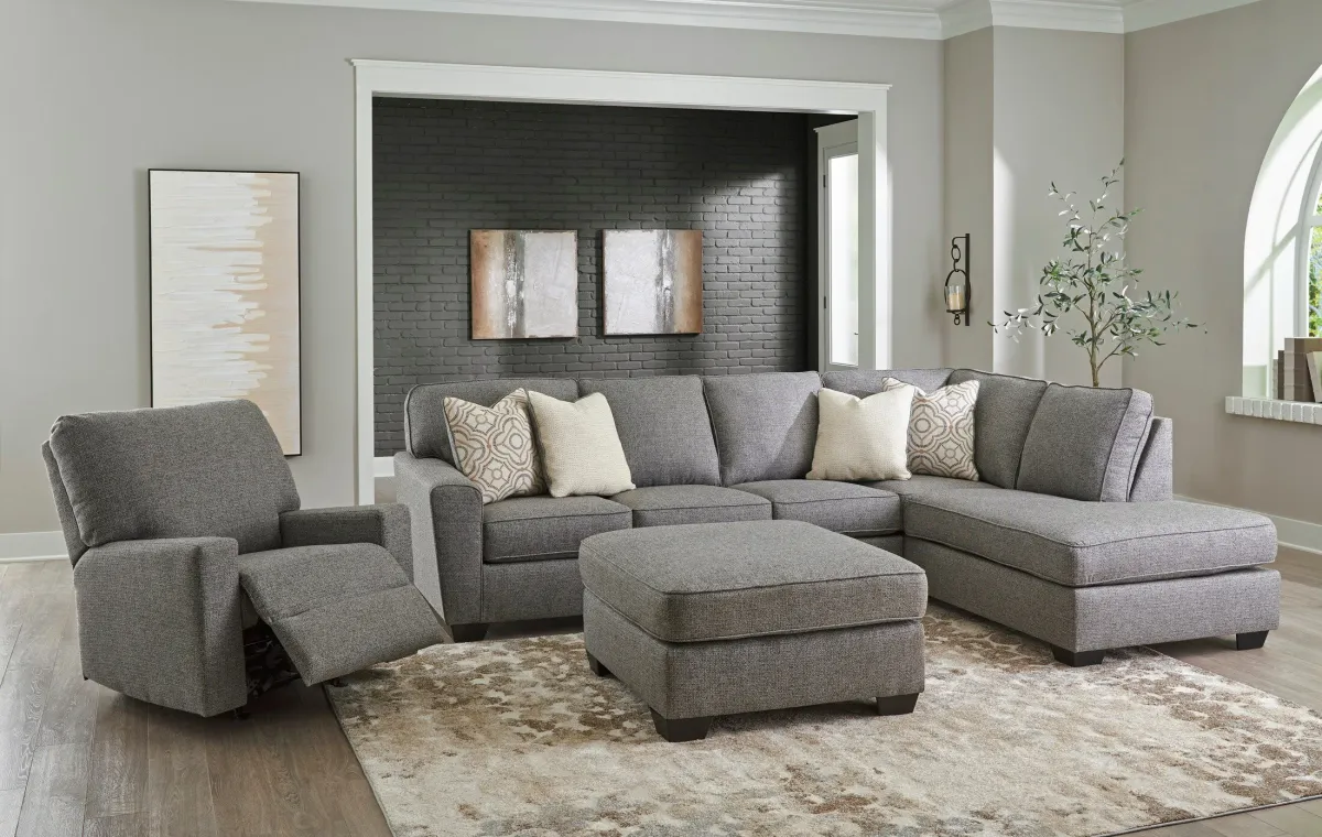 Broyhill Reydell Sectional and Recliner - Charcoal