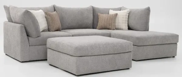Dylan 2-Piece Sectional with Chaise and Ottoman - Gray