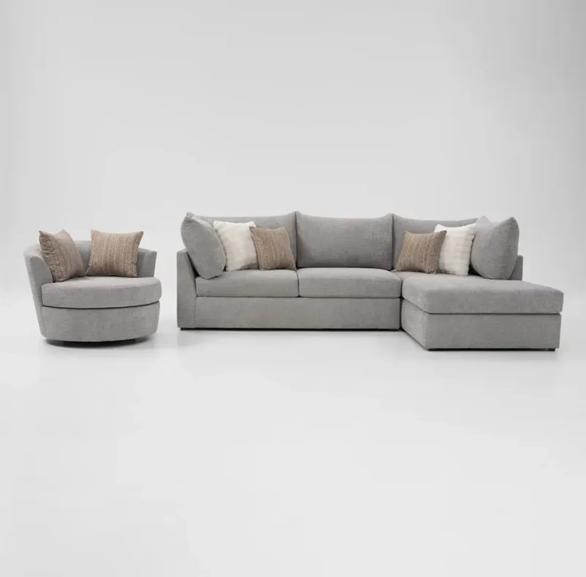 Dylan 2-Piece Sectional and Swivel Chair - Gray