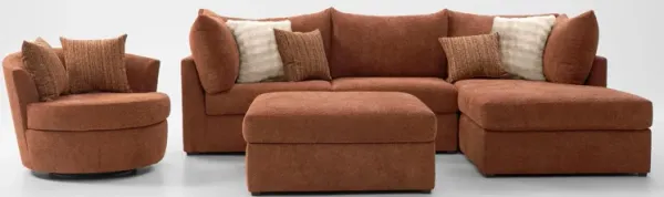 Dylan 2-Piece Sectional, Swivel Chair, and Ottoman - Rust
