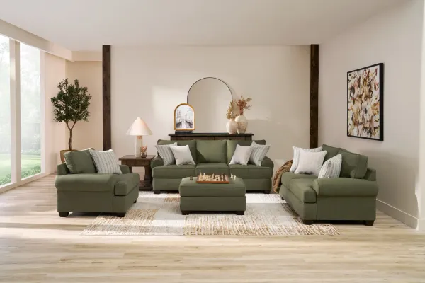 Camden Sofa, Loveseat, Chair and Ottoman  - Olive