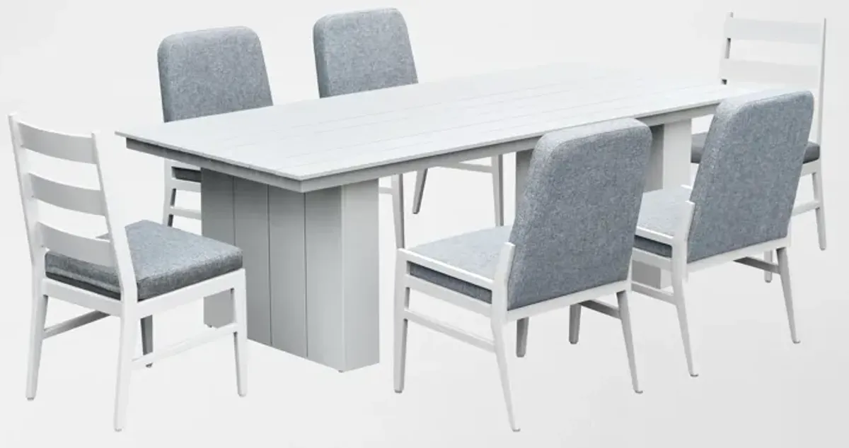 Halifax Outdoor Dining Table, 4 Upholstered and 2 Panel Chairs