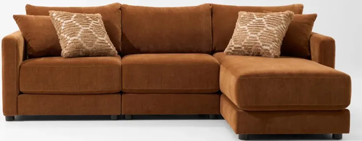 Dr. Mod 3-Piece Sectional with Chaise - Rust