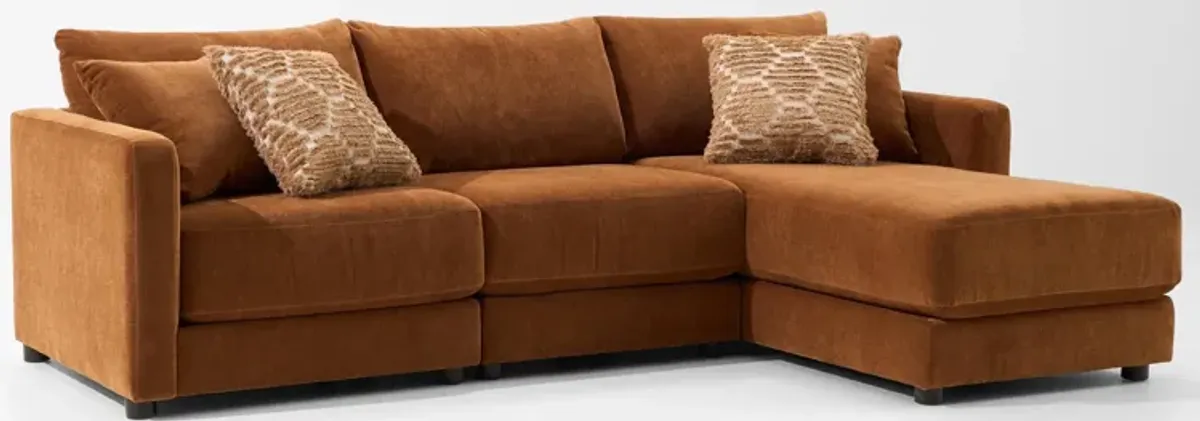 Dr. Mod 3-Piece Sectional with Chaise - Rust