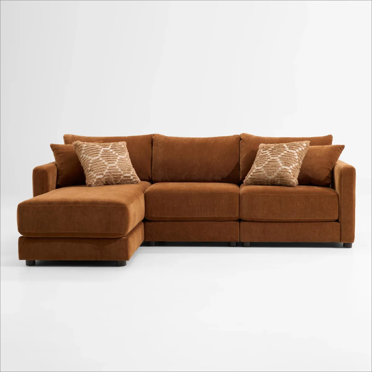 Dr. Mod 3-Piece Sectional with Chaise - Rust