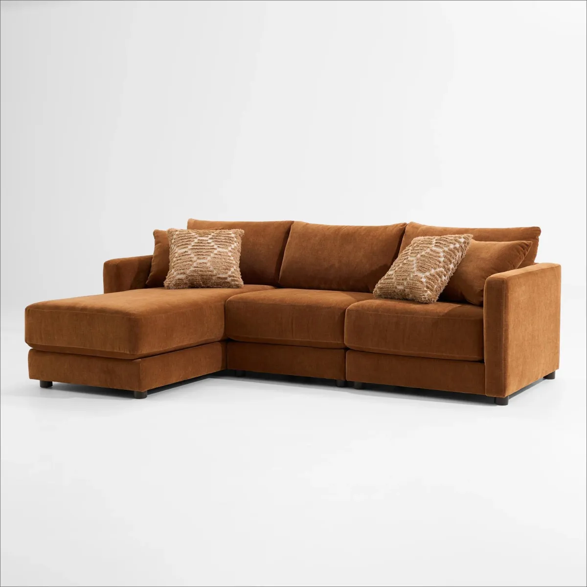 Dr. Mod 3-Piece Sectional with Chaise - Rust