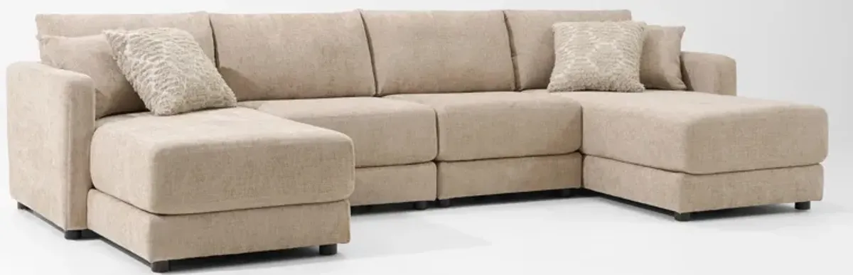 Dr. Mod 4-Piece Sectional with Dual Chaise  - Sand