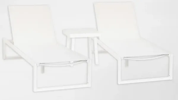 South Hampton Outdoor Side Table and 2 Chaise Loungers - White