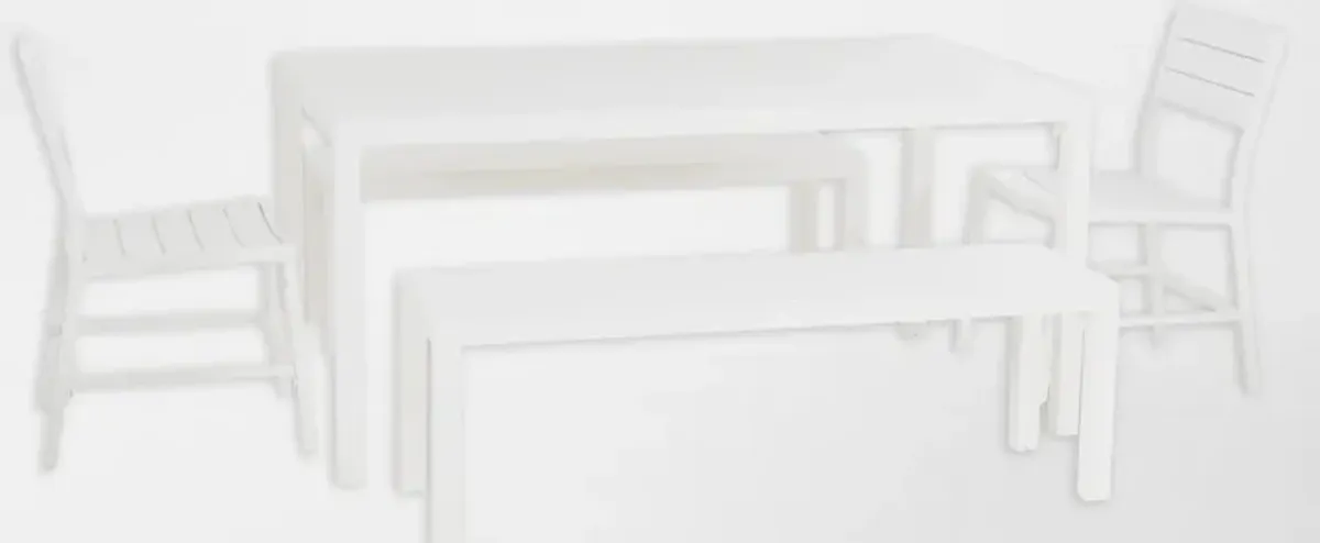 South Hampton Outdoor Dining Table, 2 Chairs and 2 Benches - White