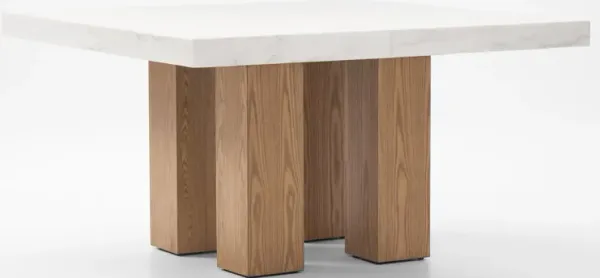 Artemis Square Marble Dining Table - White Marble/Natural