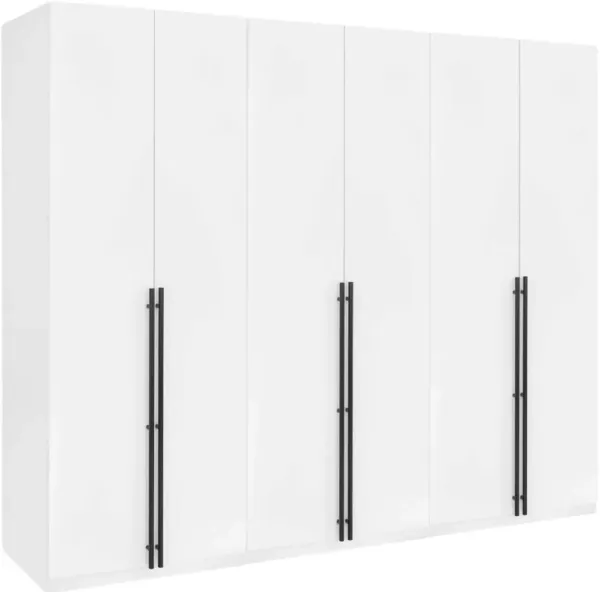Rian Set of 3 Wardrobe Closets with 4 Shelves and 2 Drawers - White