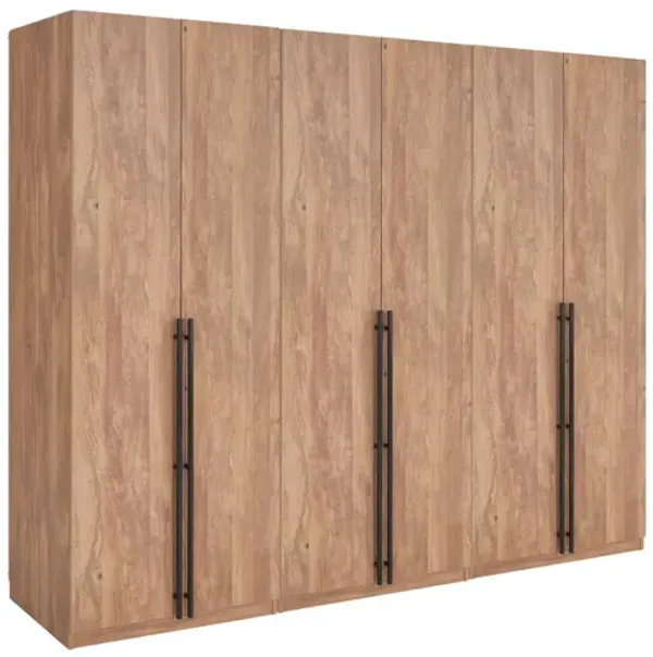Rian Set of 3 Wardrobe Closets with 1 Hanging Rod, 3 Shoe Shelves, and 1 Basic Shelf - Brown
