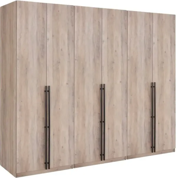 Rian Set of 3 Wardrobe Closets with 2 Hanging Rods, 4 Drawers, 3 Shoe Storage and 6 Shelves - Gray