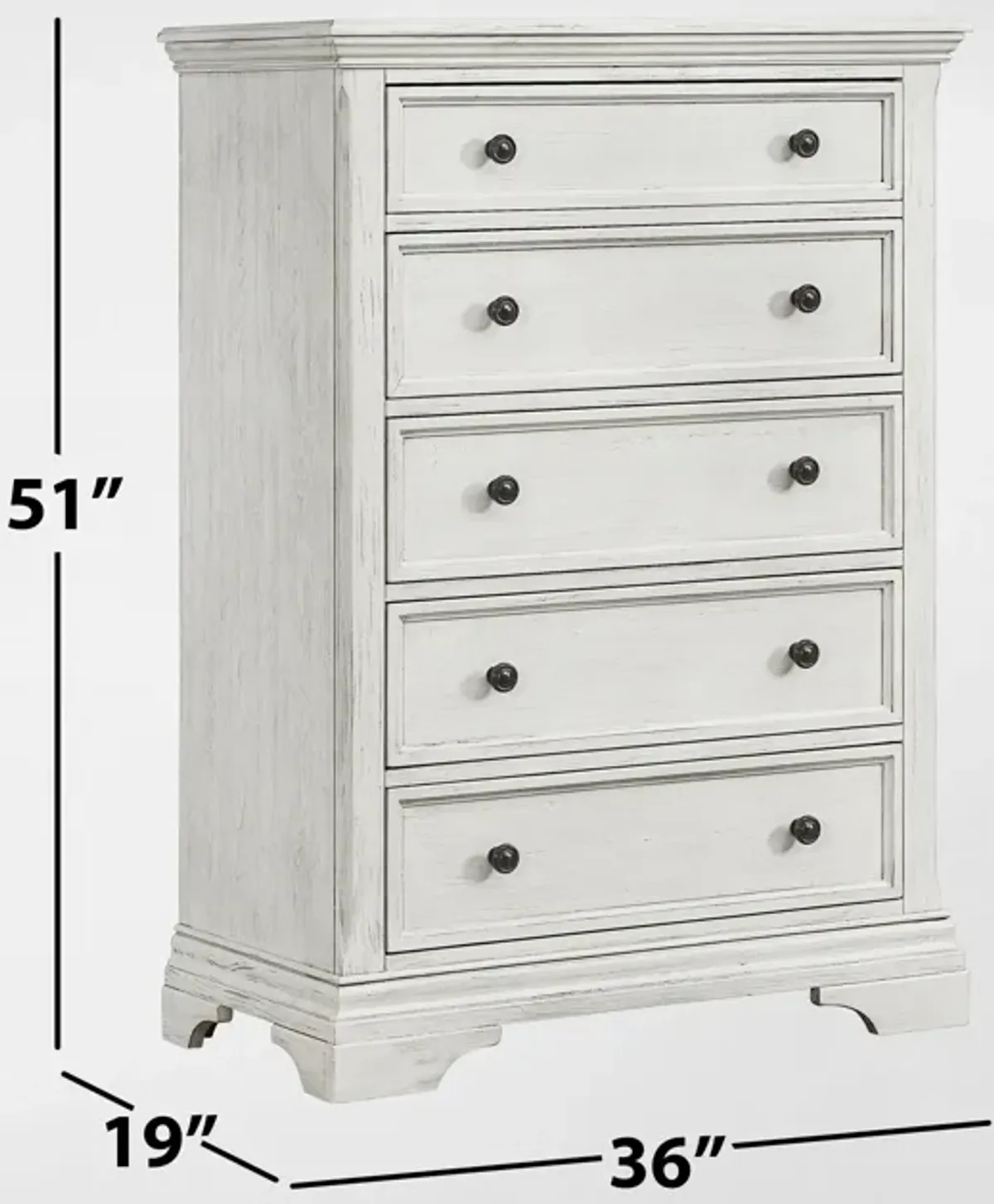 Caroline 5-Drawer Chest - White