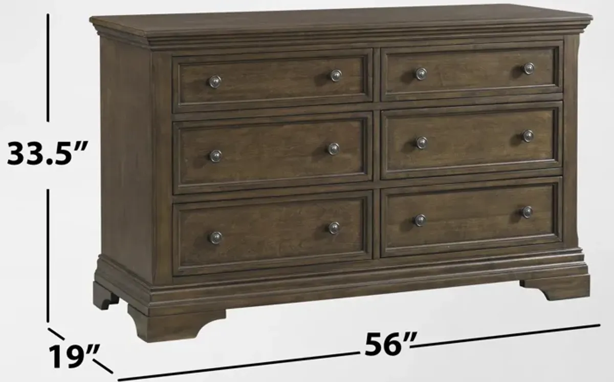 Caroline 6-Drawer Dresser - Brown