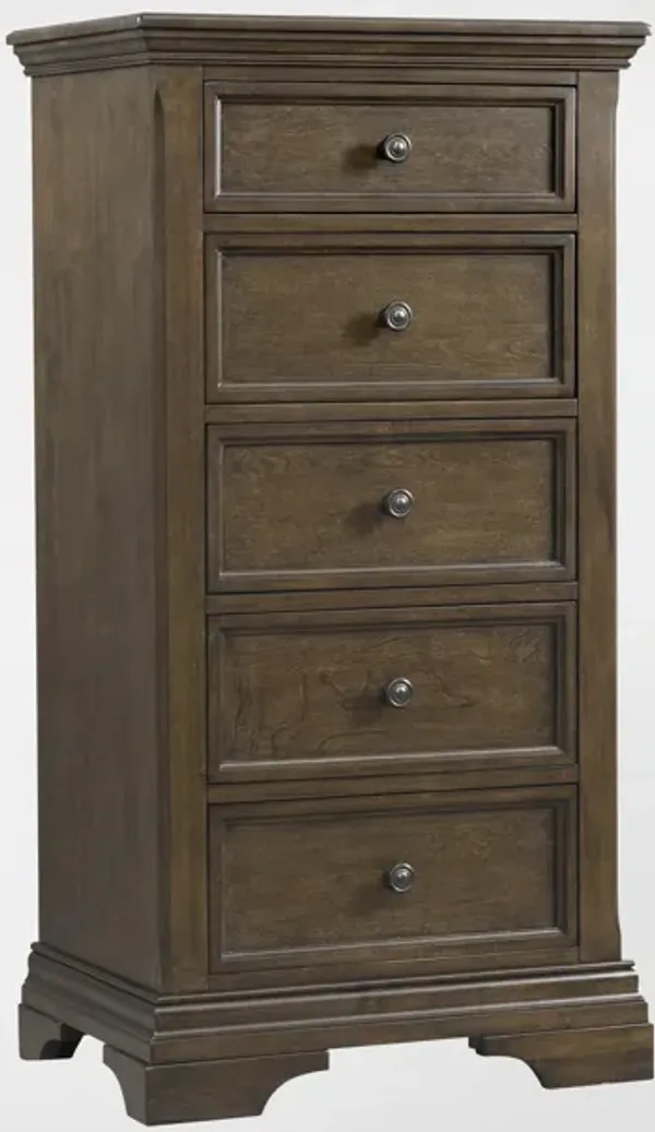 Caroline 5-Drawer Narrow Chest - Brown