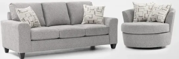 Canyon Sofa and Swivel Chair Set - Gray