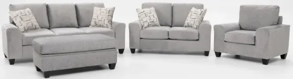 Canyon Sofa, Apartment Sofa, Chair, and Storage Ottoman Set - Gray