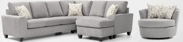 Canyon 2-Piece Sectional with Reversible Chaise and Swivel Chair Set - Gray