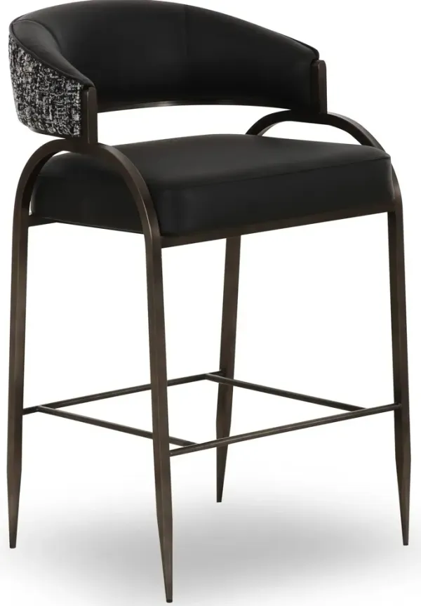 Travis Vegan Leather 2-Tone Counter Stool - Black