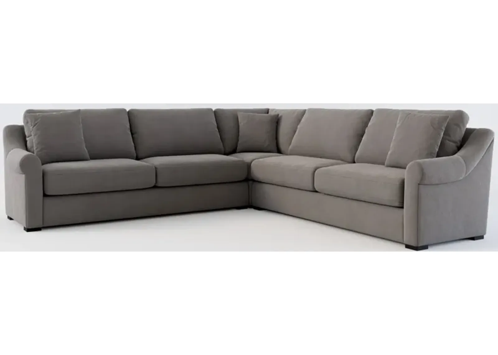 Bowery Foam Comfort 3-Piece Sleeper Sectional with Right-Facing Sleeper - Merrimac Ash