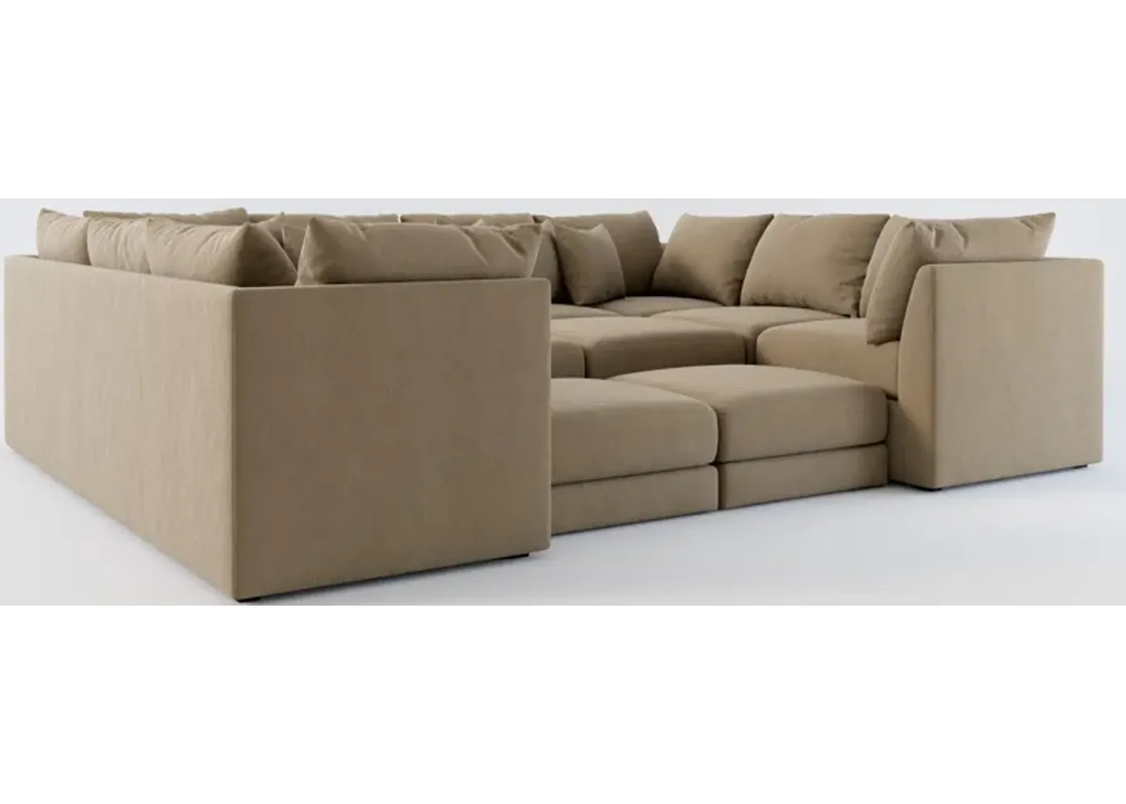 Nest Hybrid Comfort 9-Piece Pit Sectional - Merrimac Brownstone