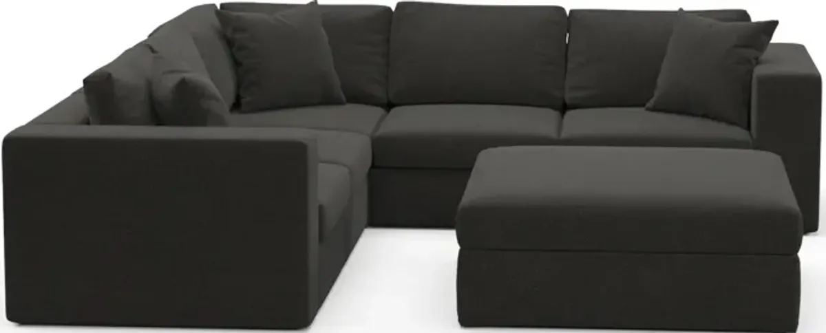 Collin Hybrid Comfort 5-Piece Sectional and Ottoman - Liv Onyx